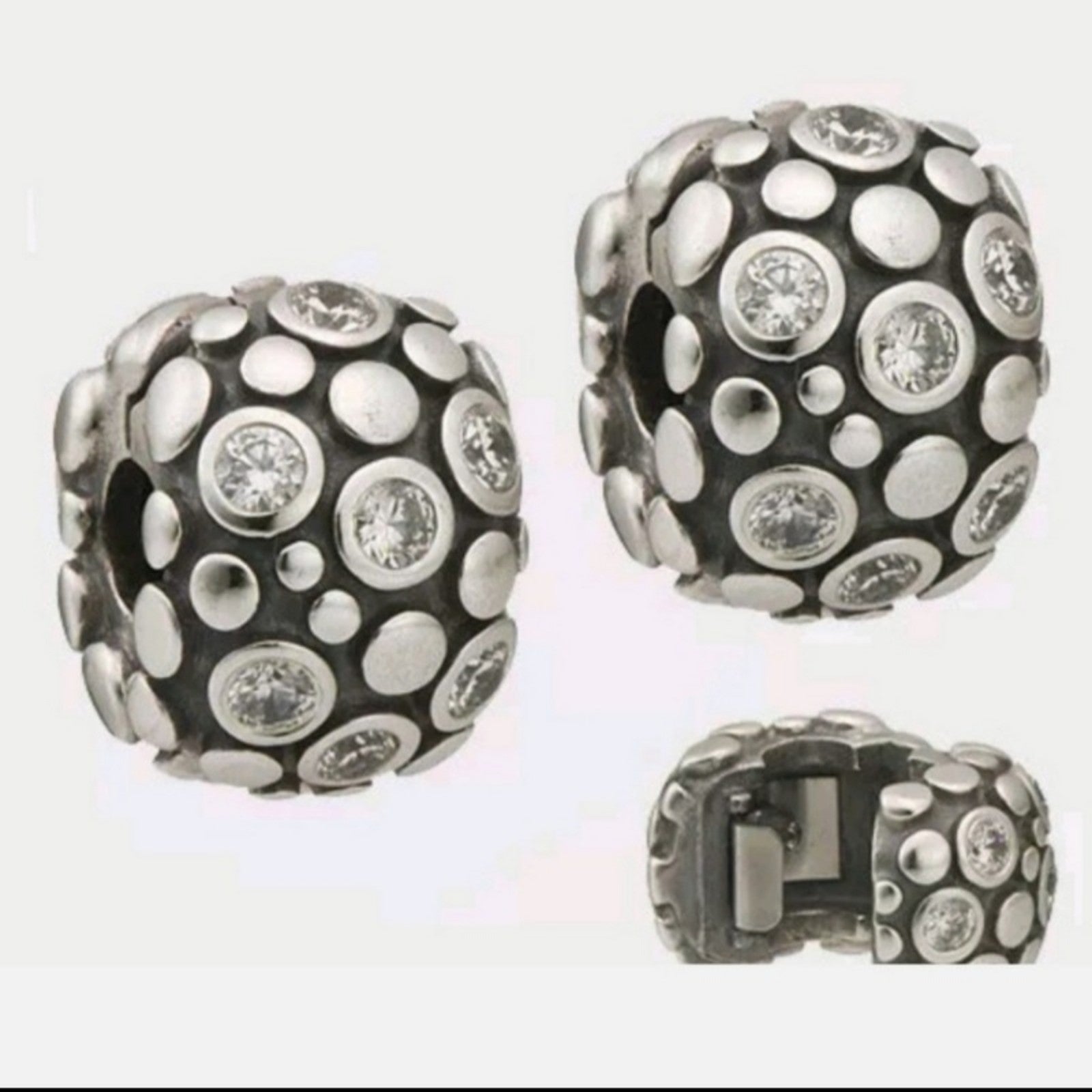PAIR of Pandora charms clips clear encore RETIRED