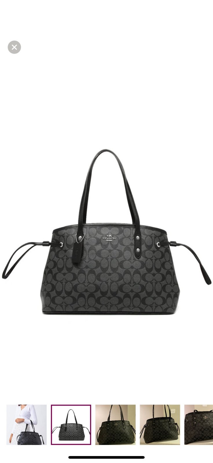 COACH Signature Drawstring Carryall Satchel Handbag Purse