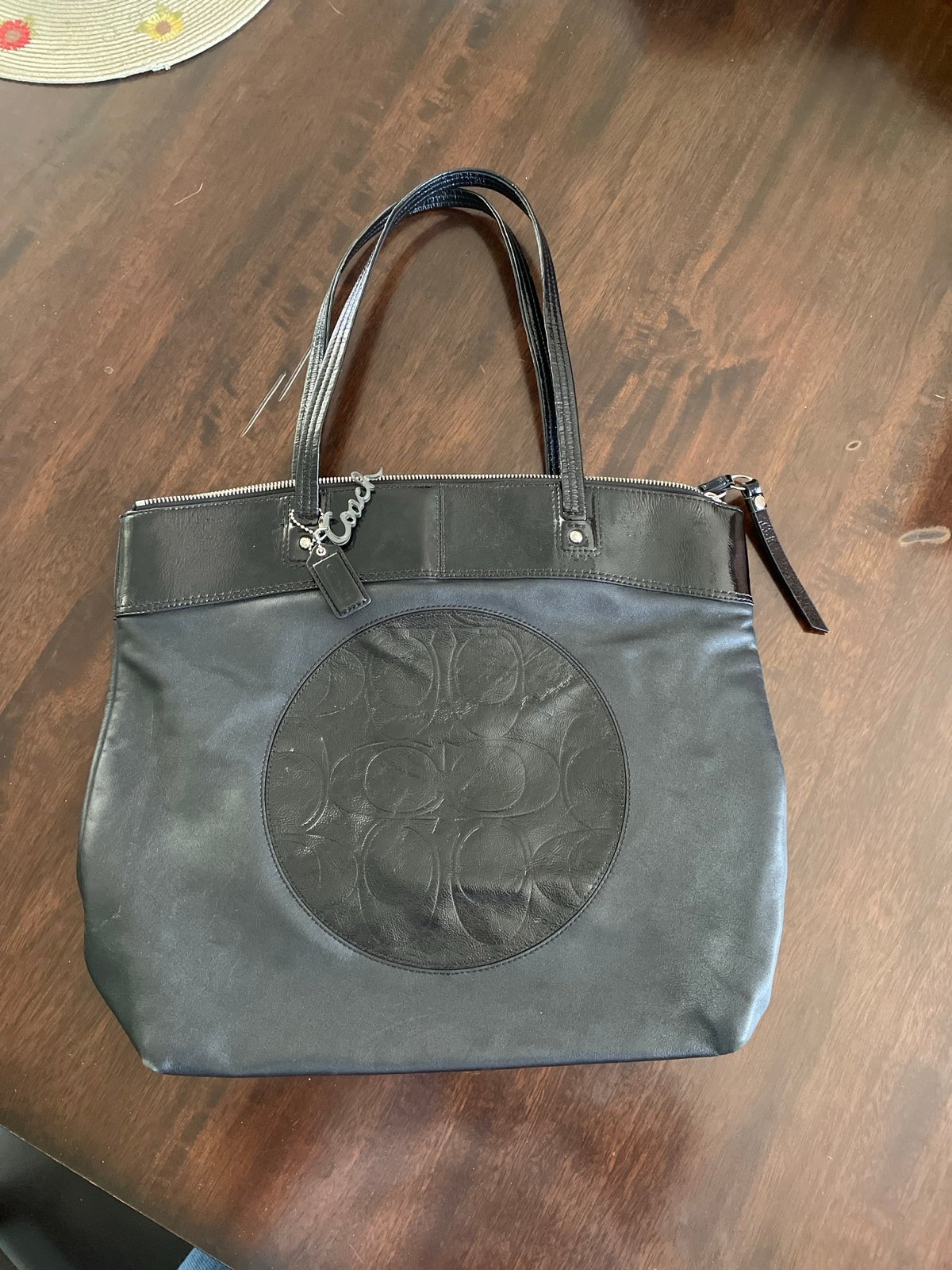 Coach Laura black leather tote bag