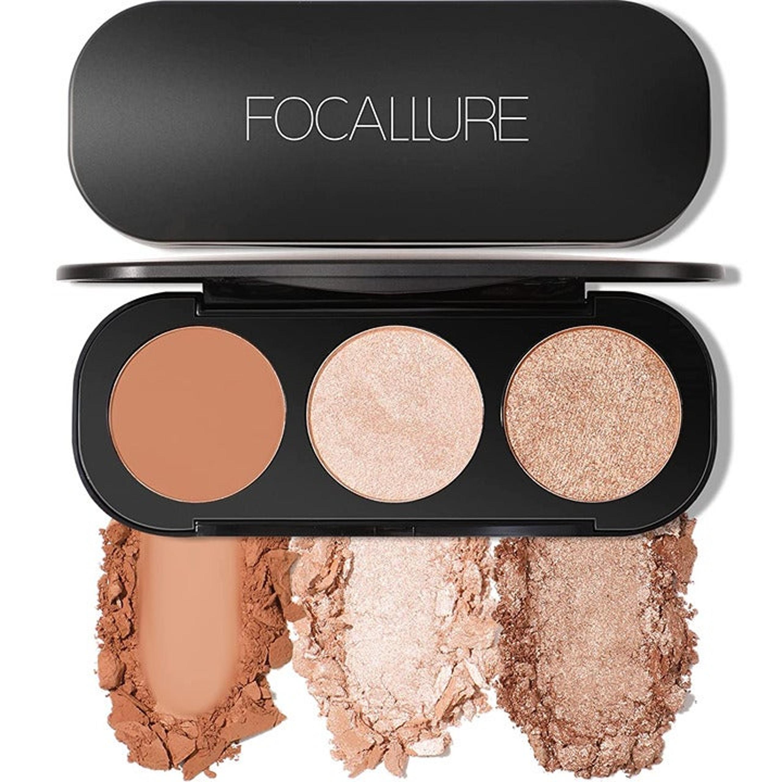 FOCALLURE Blush and Highlighter Palette,3 in 1 Makeup Powder Palette,Cruelty