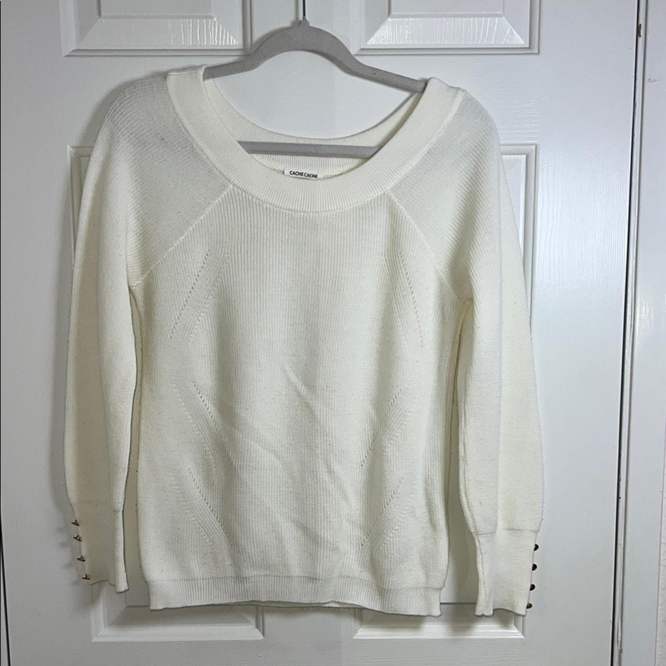 Cache Cream Crew Neck Sweater Soft Knit