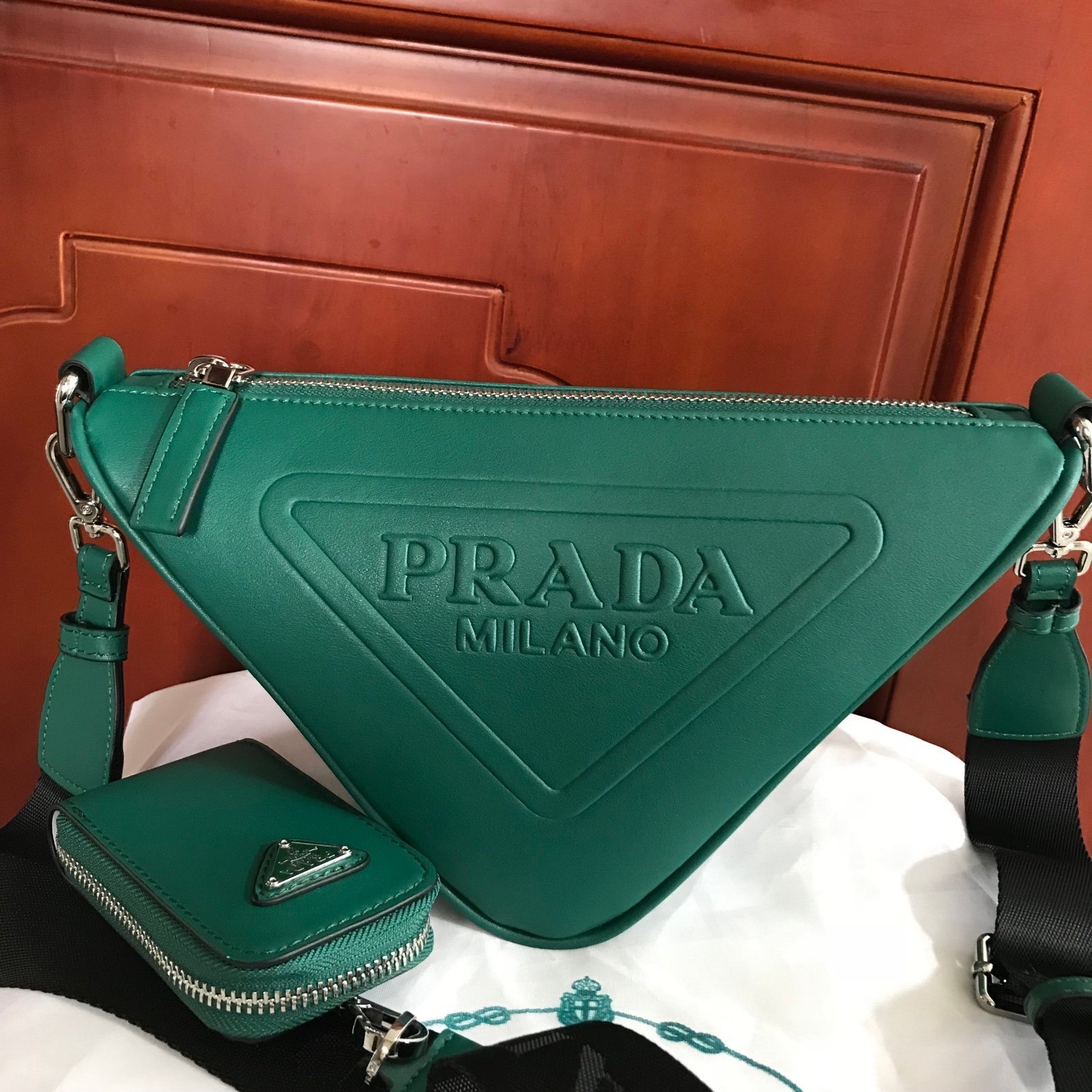 Prada Triangle Leather Shoulder Bag