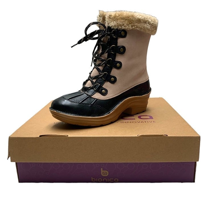 BIONICA Rosemount Cream/Black Leather Waterproof Snow Boots