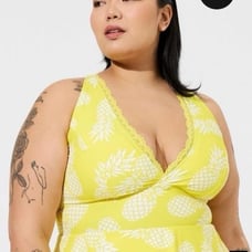 Torrid yellow pineapple swimsuit swim dress NWT