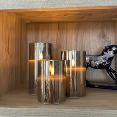 Eywamage Glass Flameless Candles with Remote Battery Operated Flickering LED Pil
