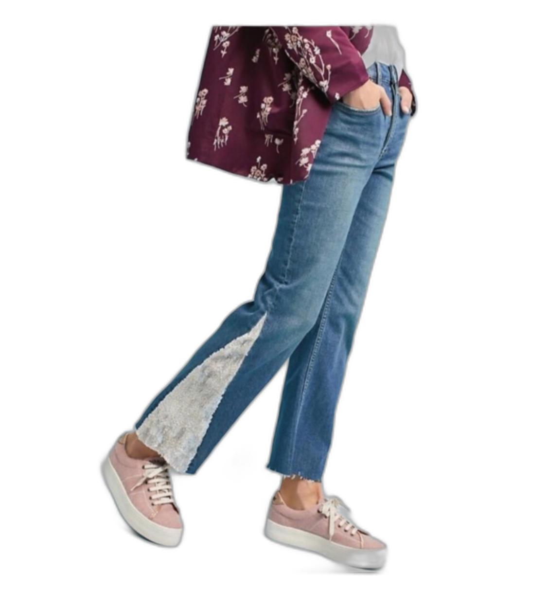 Pilcro and The Letterpress Women's High-Rise Sequined Flared Jeans Blue Size 30