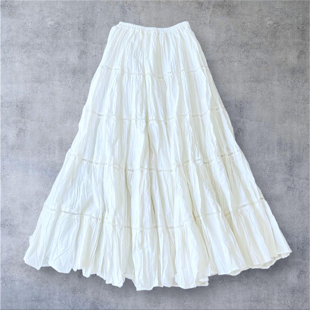 Sold Out, Brand New】laubeblanc Cotton Tiered Skirt White