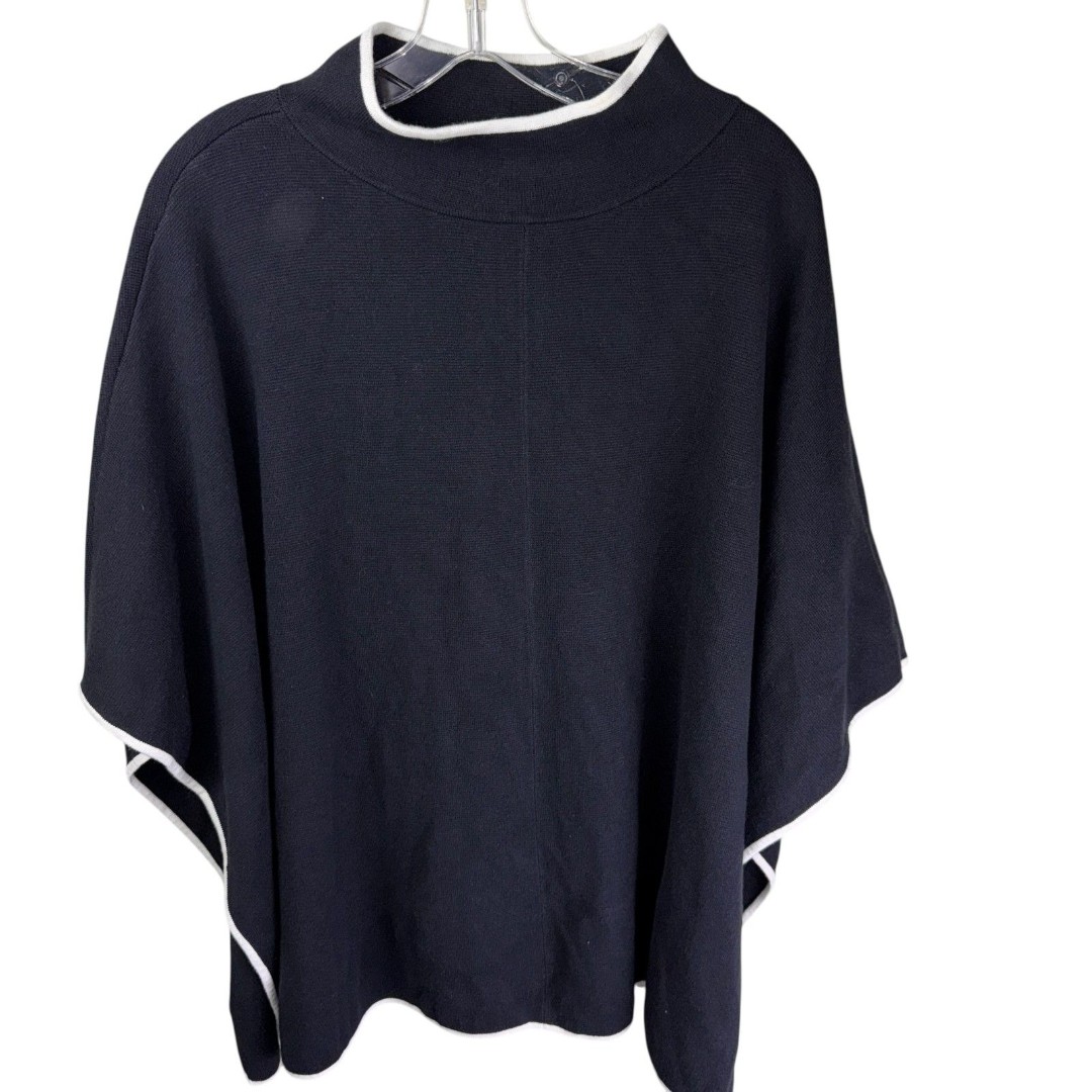 Talbots Women's Funnel Neck Poncho Size Medium Large Black NEW