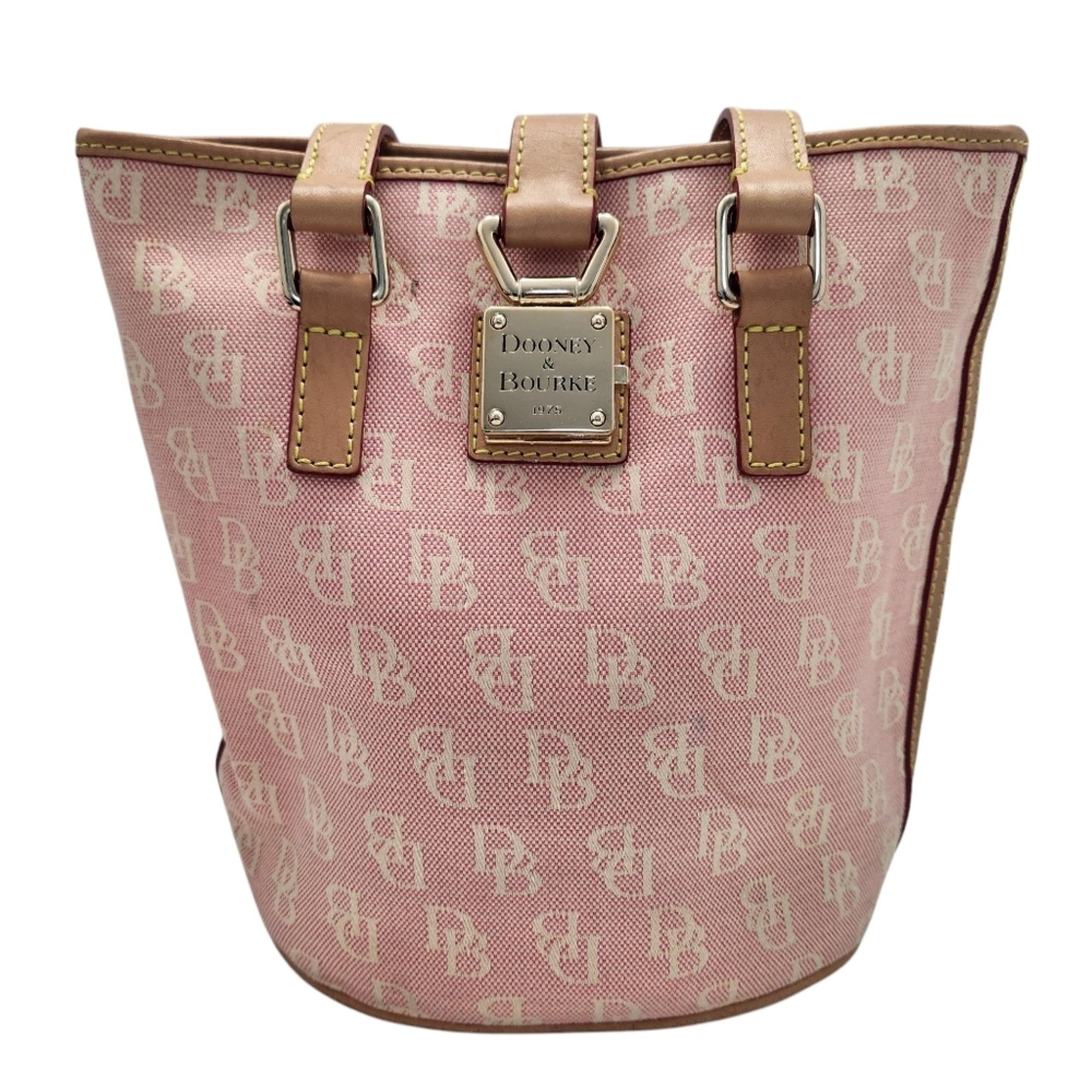 Dooney & Bourke Vintage Pink Classic Signature Monogram North South Bucket Bag