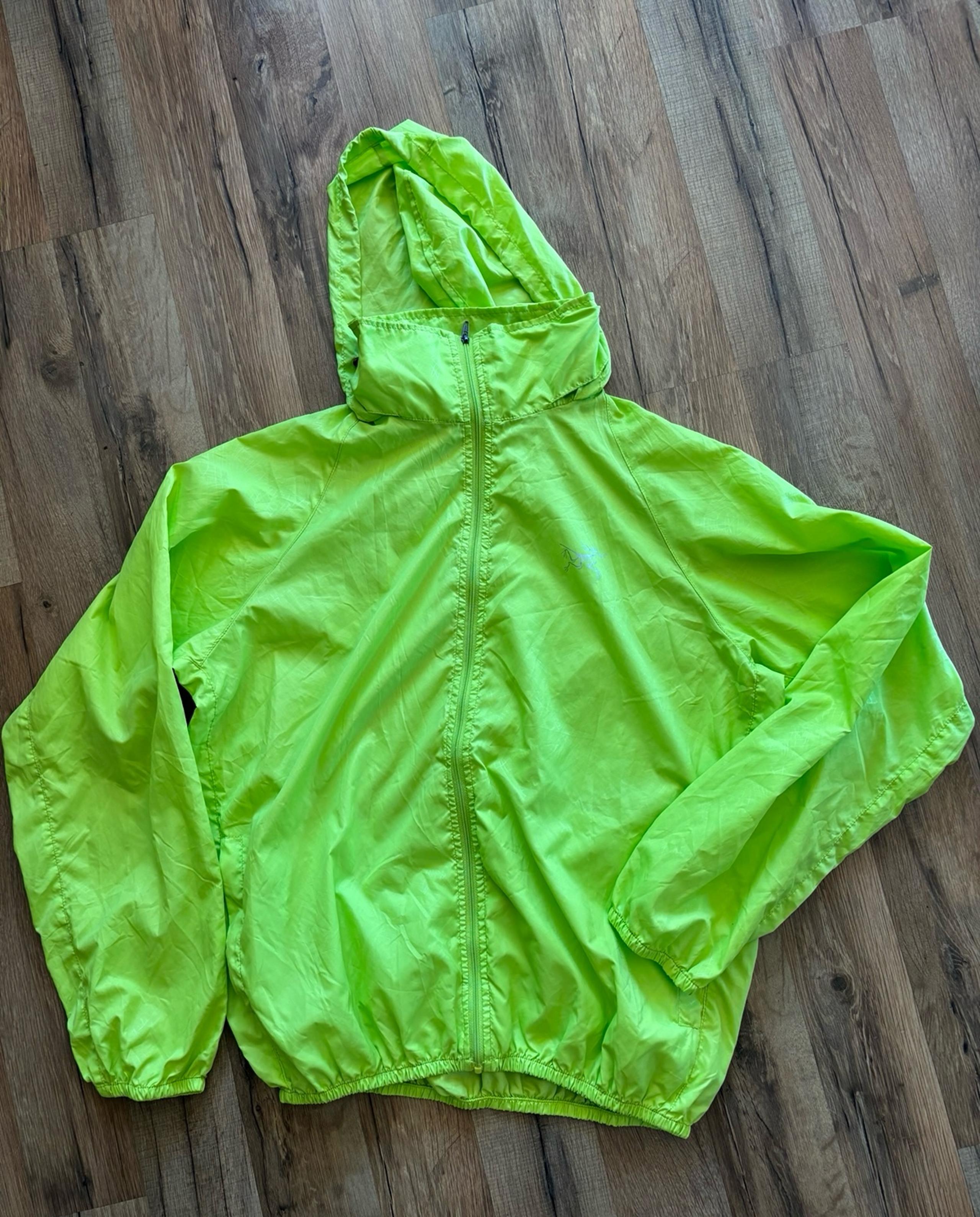 Arc'teryx Women Windbreaker Shell Nylon Stowable Hood Green Jacket Large