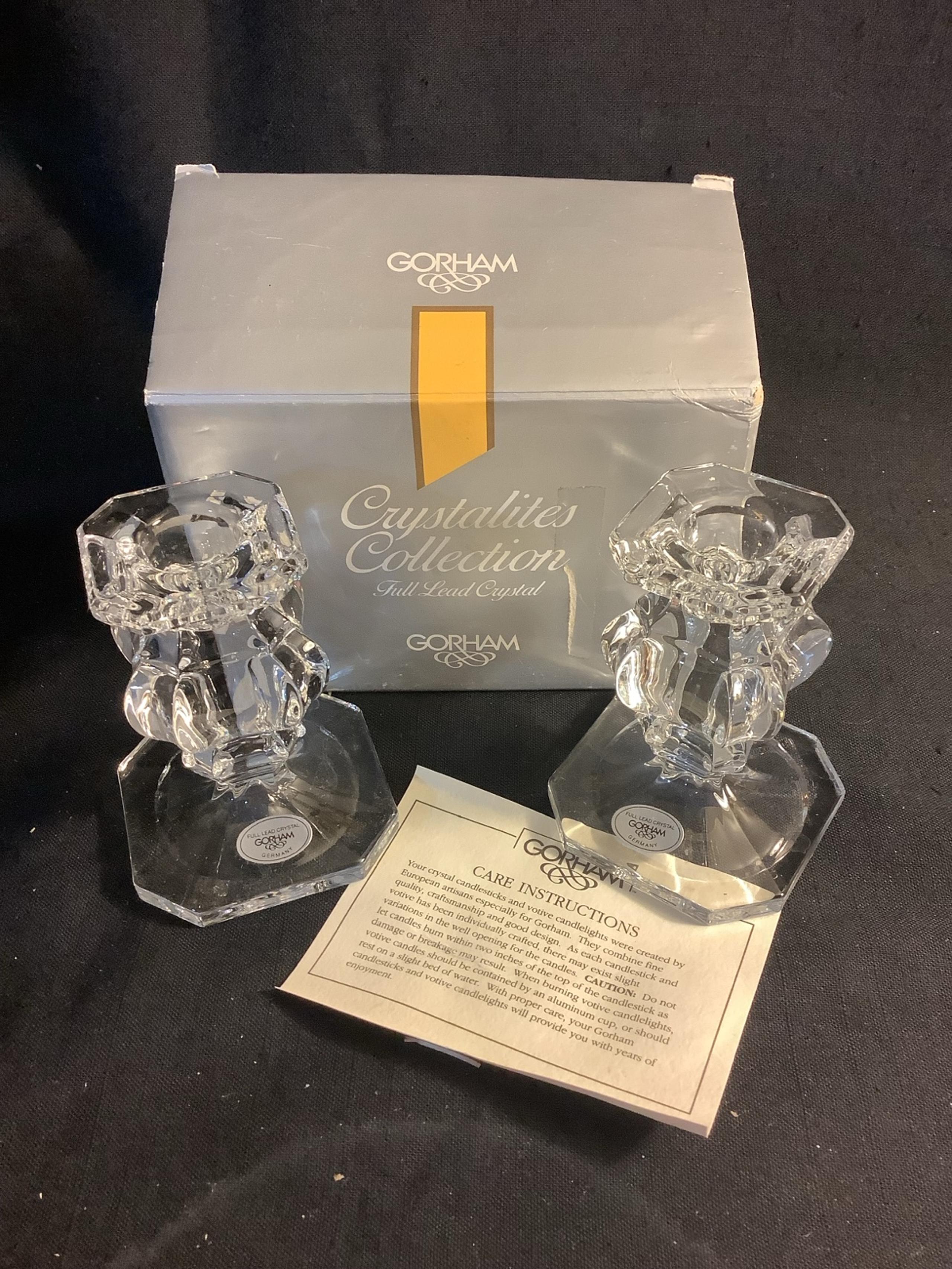 Gorham Crystal items Collection Full Crystal Lead Candle Holders 2/pc NIB