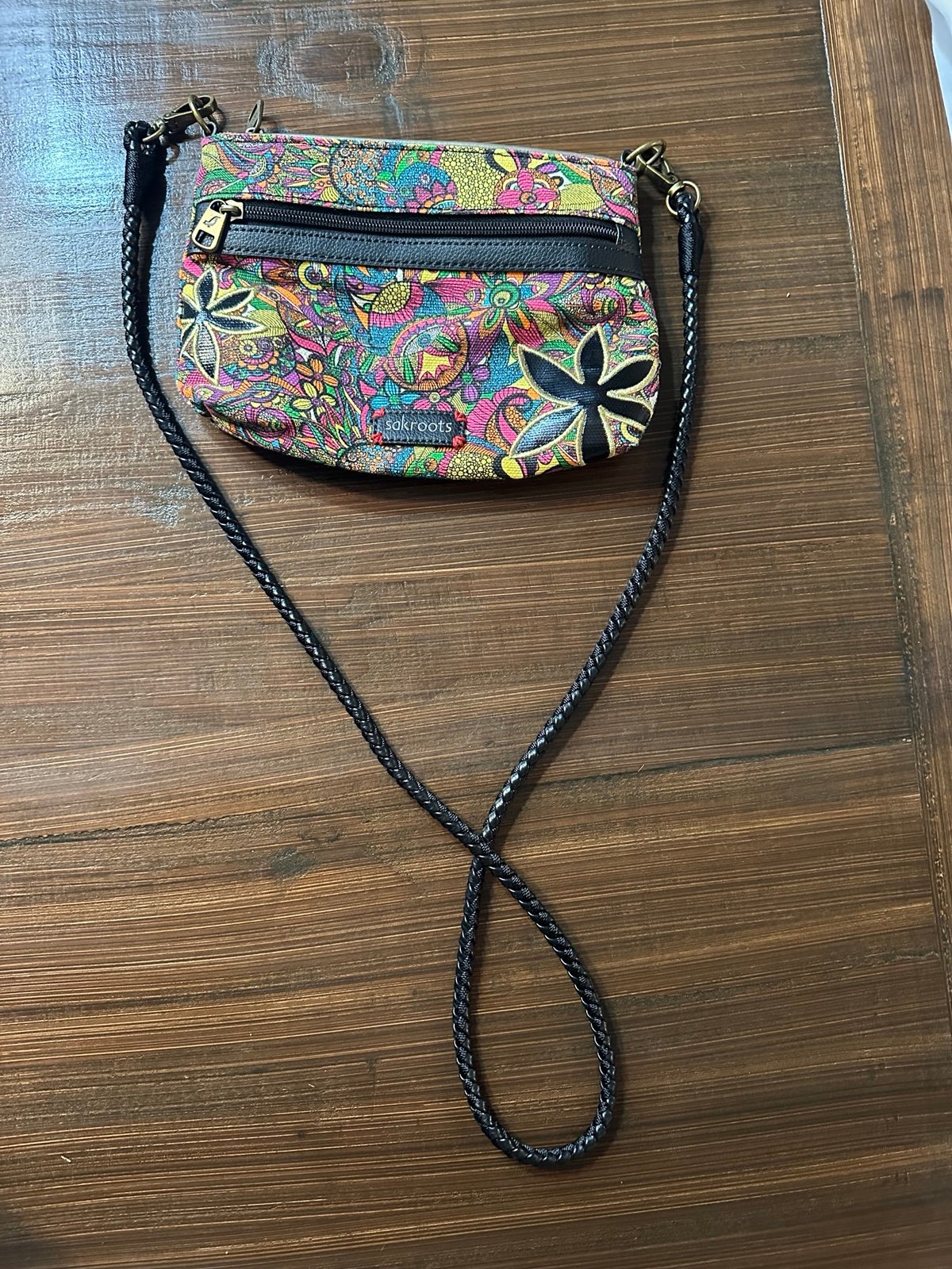 Sakroots Floral Crossbody Bag with Black Accents