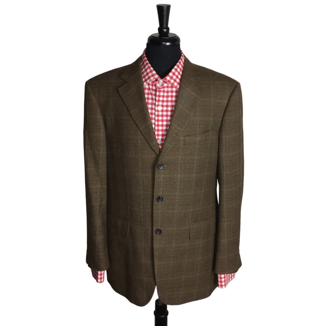 John W. Nordstrom Mens Wool/Cashmere Blend Blazer Sport Coat Brown Jacket 42R