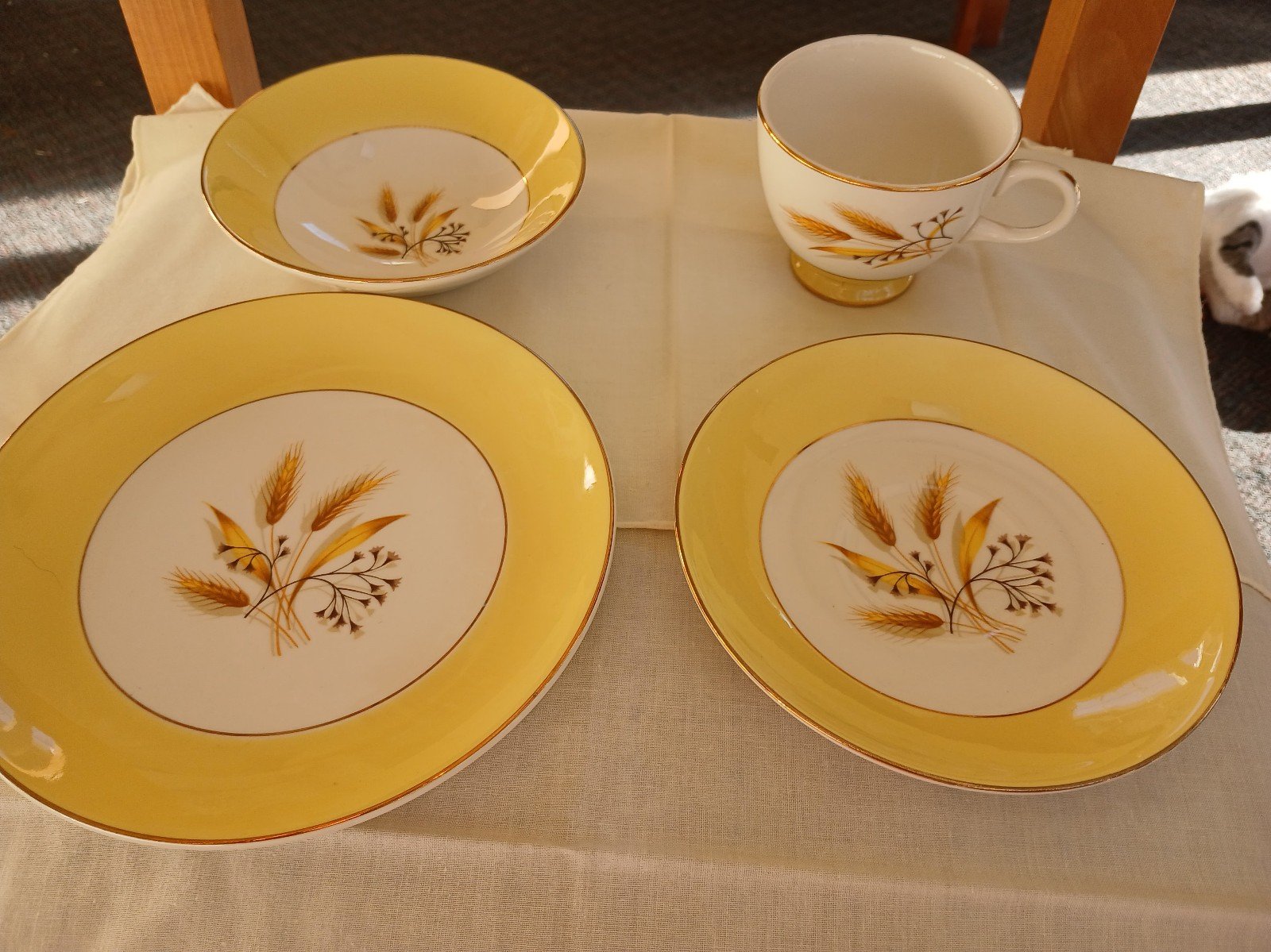 Set of 4 Autumn Gold Vintage Dinnerware-Buy as many sets as you need or want!