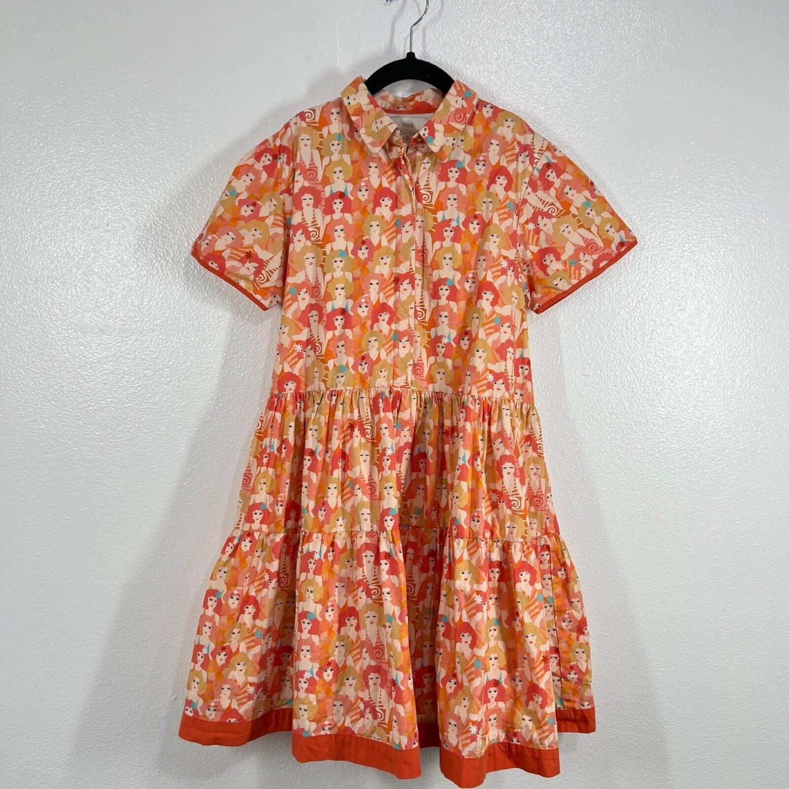 The Middle Daughter Girls Dress Tiered Short Sleeve Print Casual Orange 7-8 yrs
