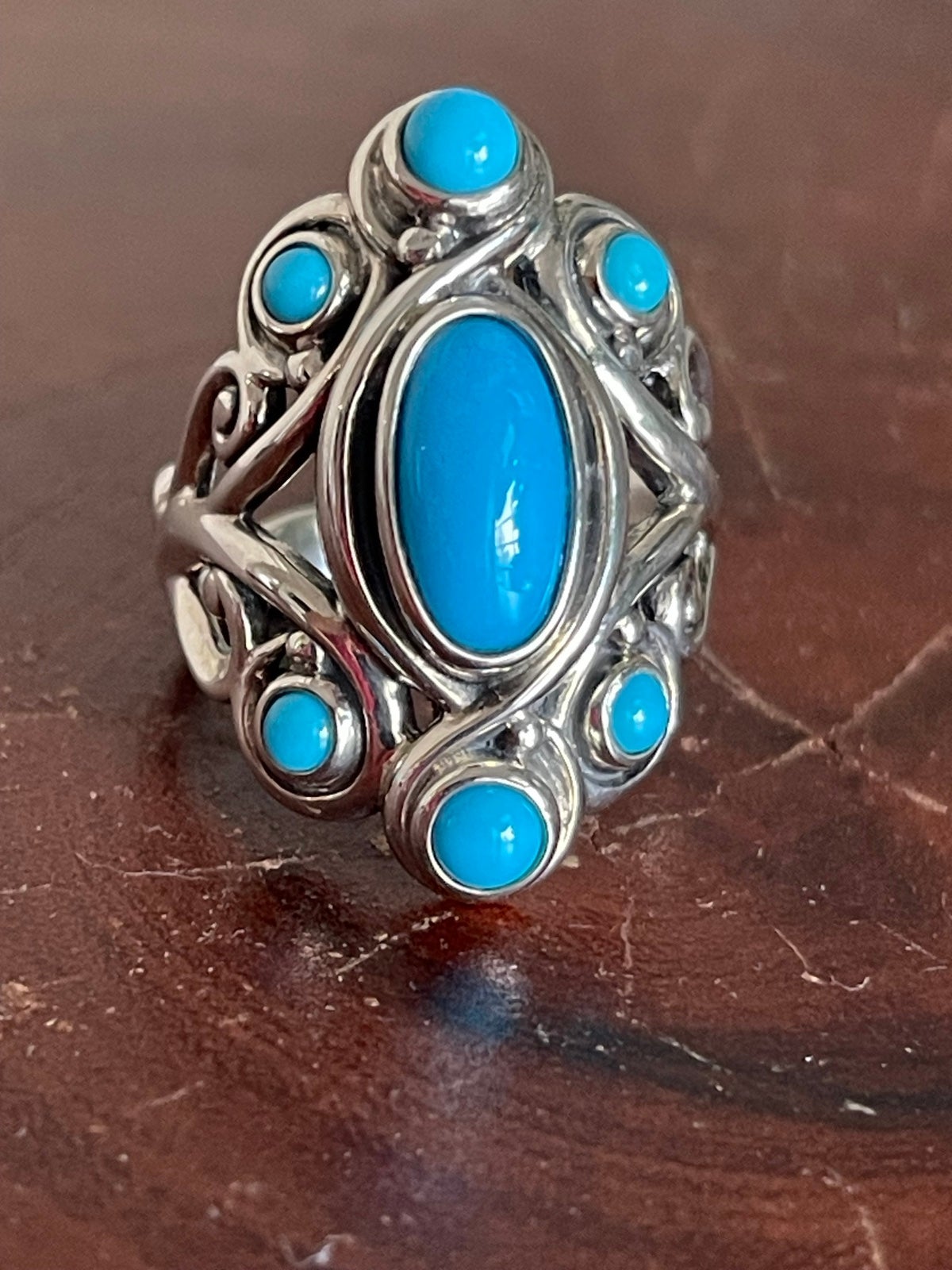 Carolyn Pollack Relios Sterling Silver 925 Sleeping Beauty Turquoise Ring Size 9
