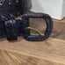 Joan & David Black Leather Lizard Belt Leather Braided Buckle Womans Size Medium