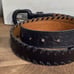 Joan & David Black Leather Lizard Belt Leather Braided Buckle Womans Size Medium