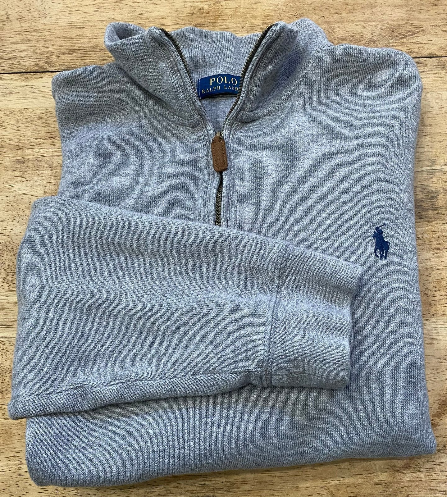 Polo by Ralph Lauren Men's XL Gray Cotton Quarter Zip Long Sleeve Pullover