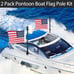 Boat Flag Pole Kit 2Pack, 12 x 18 Embroidered American Flag for Boat with Pole,