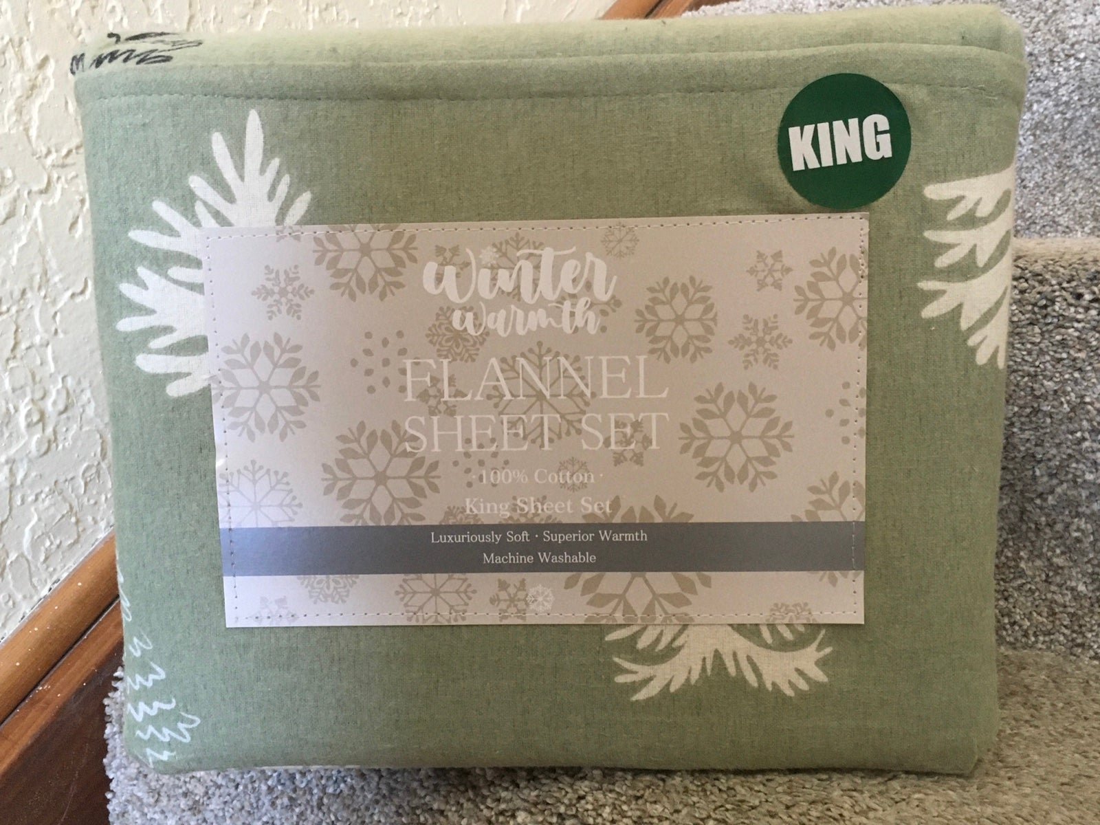 Winter warmth flannel sheet set king winter trees