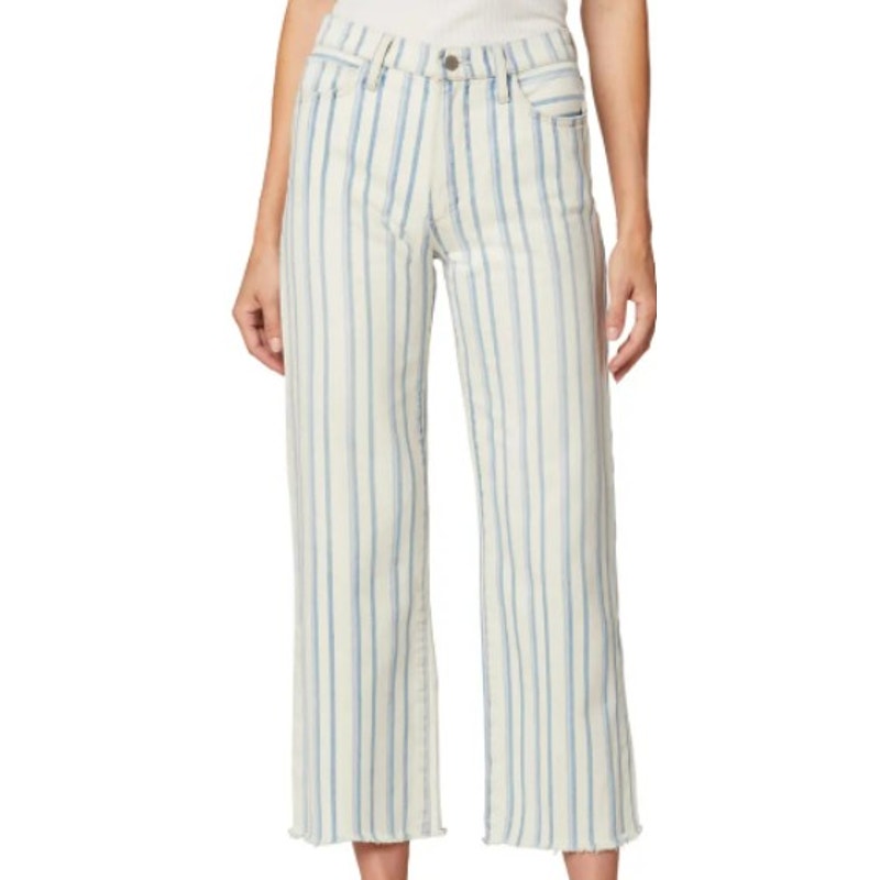 JOE'S SZ 25 white blue Blake stripe raw hem crop jeans pants NWT B62