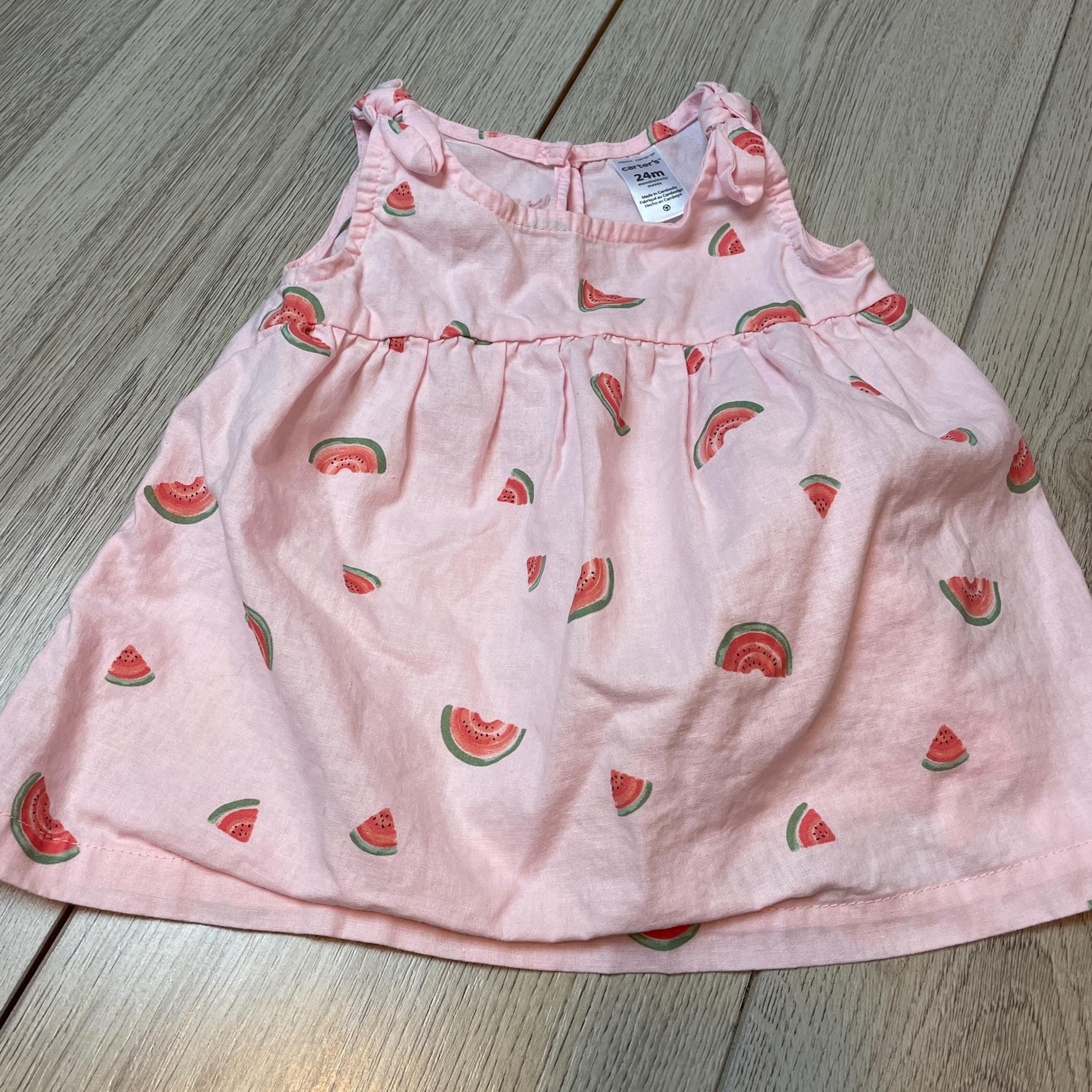 Girl's Carter's Pink Watermelon Summer Linen Tank 24 month