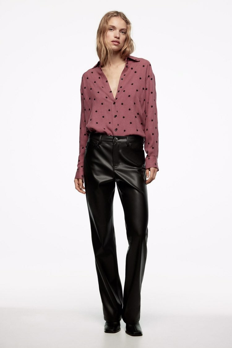 Zara contrast polka dot shirt