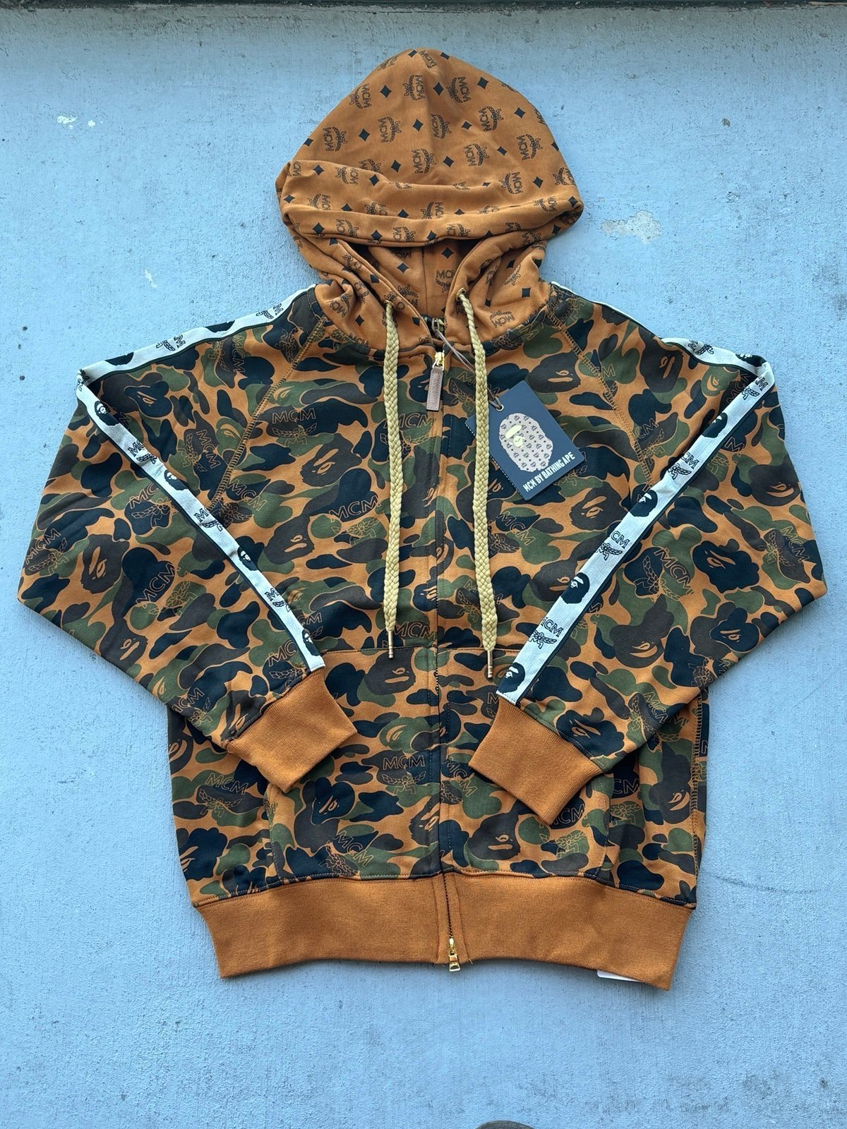 BAPE x MCM Camo Zip Hoodie 'Brown' Hoodie