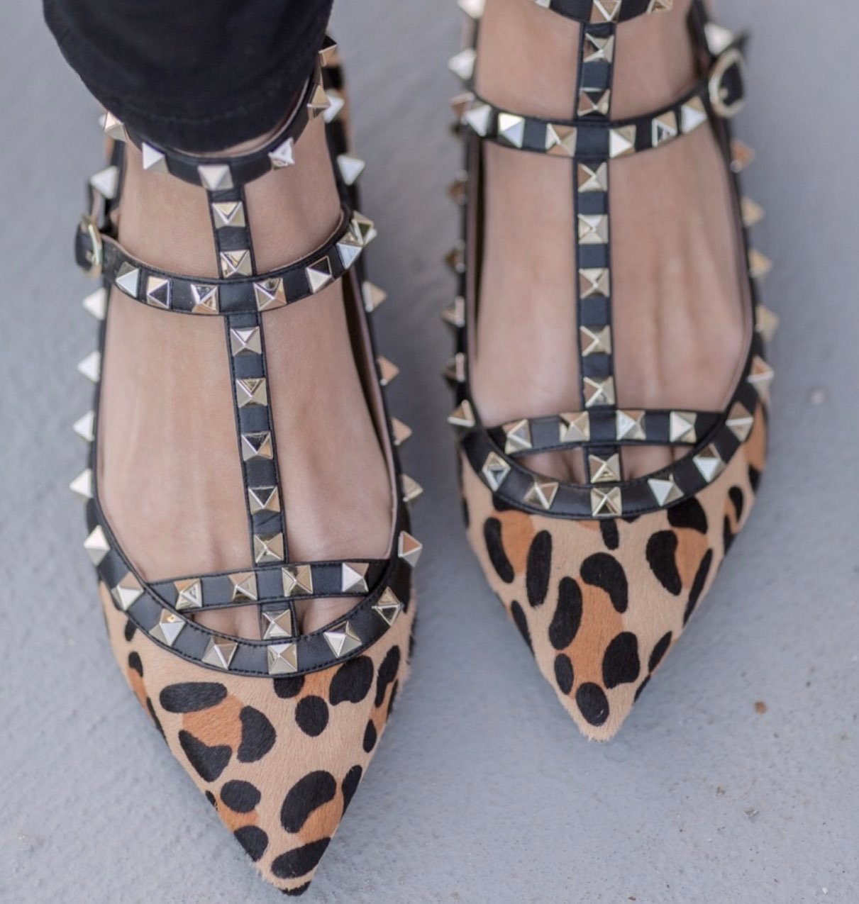 Kaitlyn Pan leopard, rockstud flats