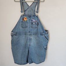 Vintage'90s Disney Winnie the Pooh Embroidered Denim Overalls Shortalls 26/28W