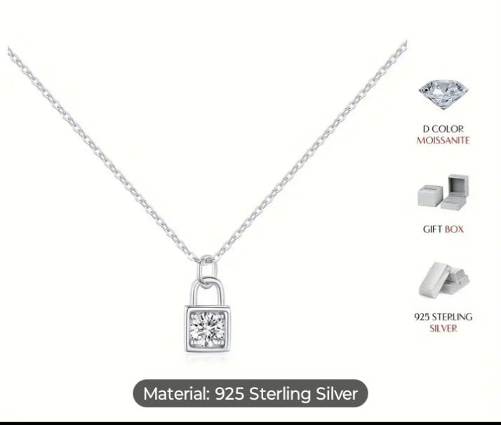 925 Silver Moissanite Diamond Lock pregnant necklace luxury jewelry high quality