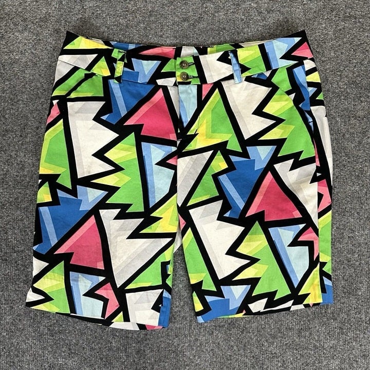 Loudmouth Shorts Mens 33 Multicolor Golf Geometric Low Rise Casual 9.5 Adult