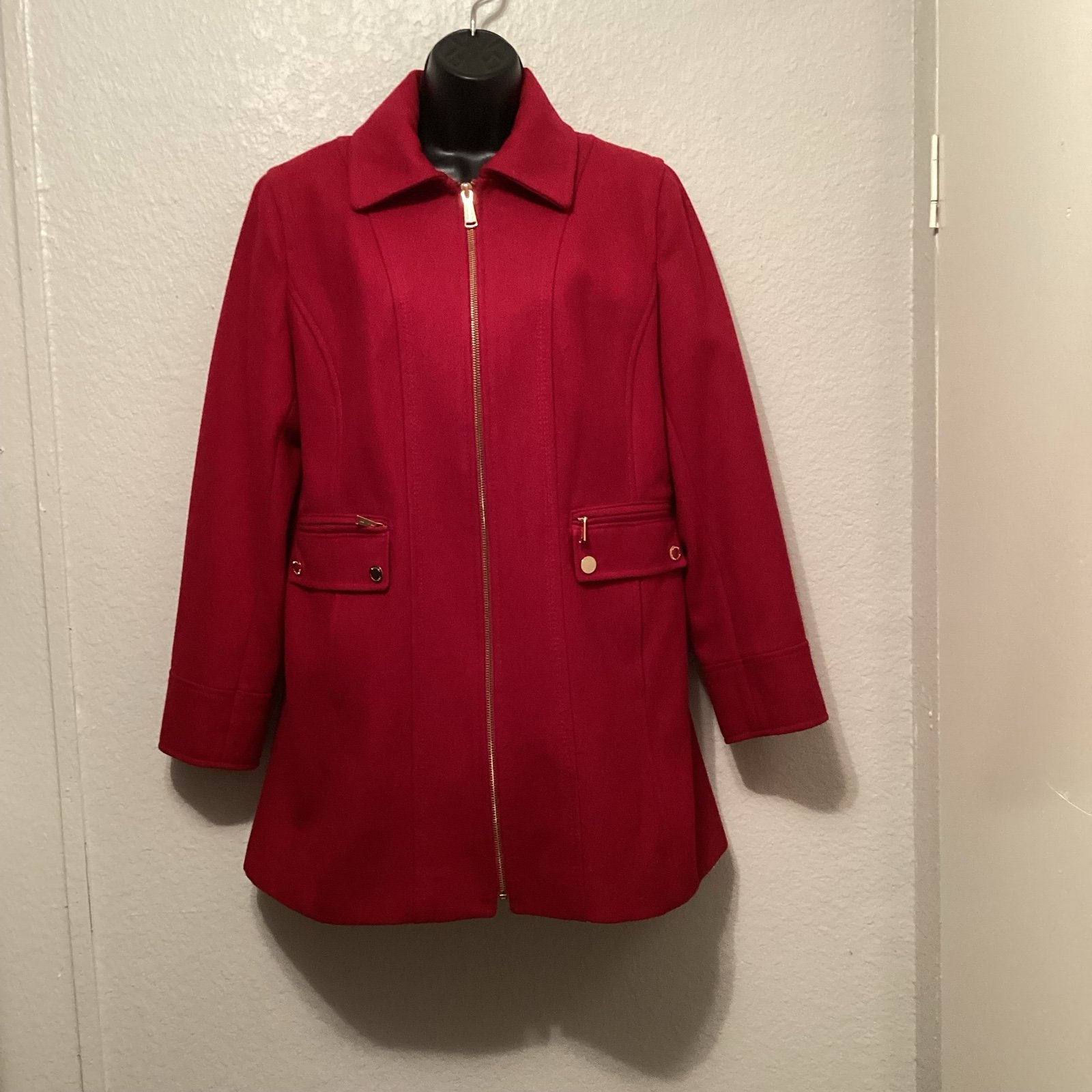 Michael kors Women's Red Zip-Up Coat 12P