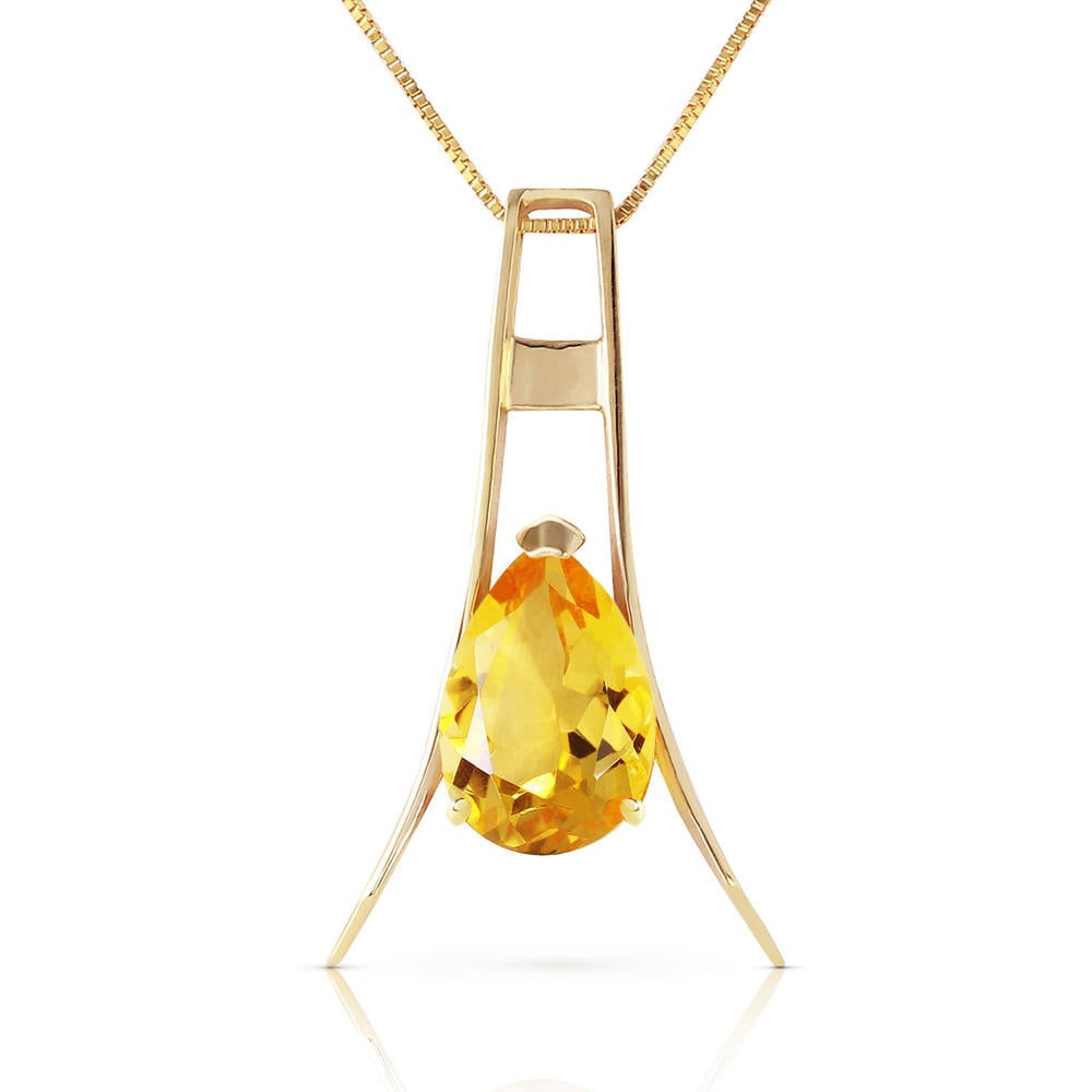 14K. SOLID GOLD NECKLACE WITH NATURAL CITRINE (Yellow Gold)