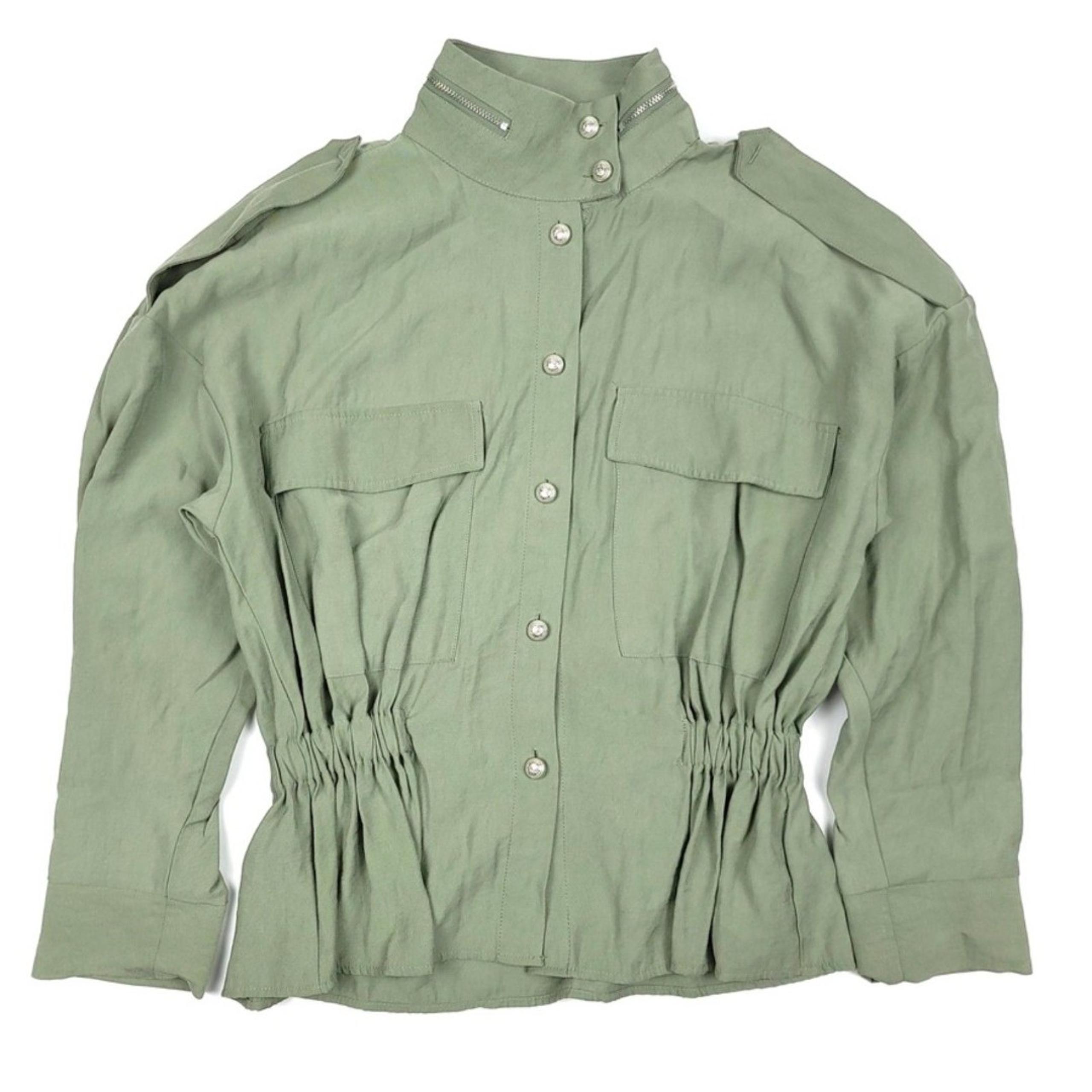 NEW Zara Minimal Button Front Military Utility Jacket Army Green Modal Womens XS