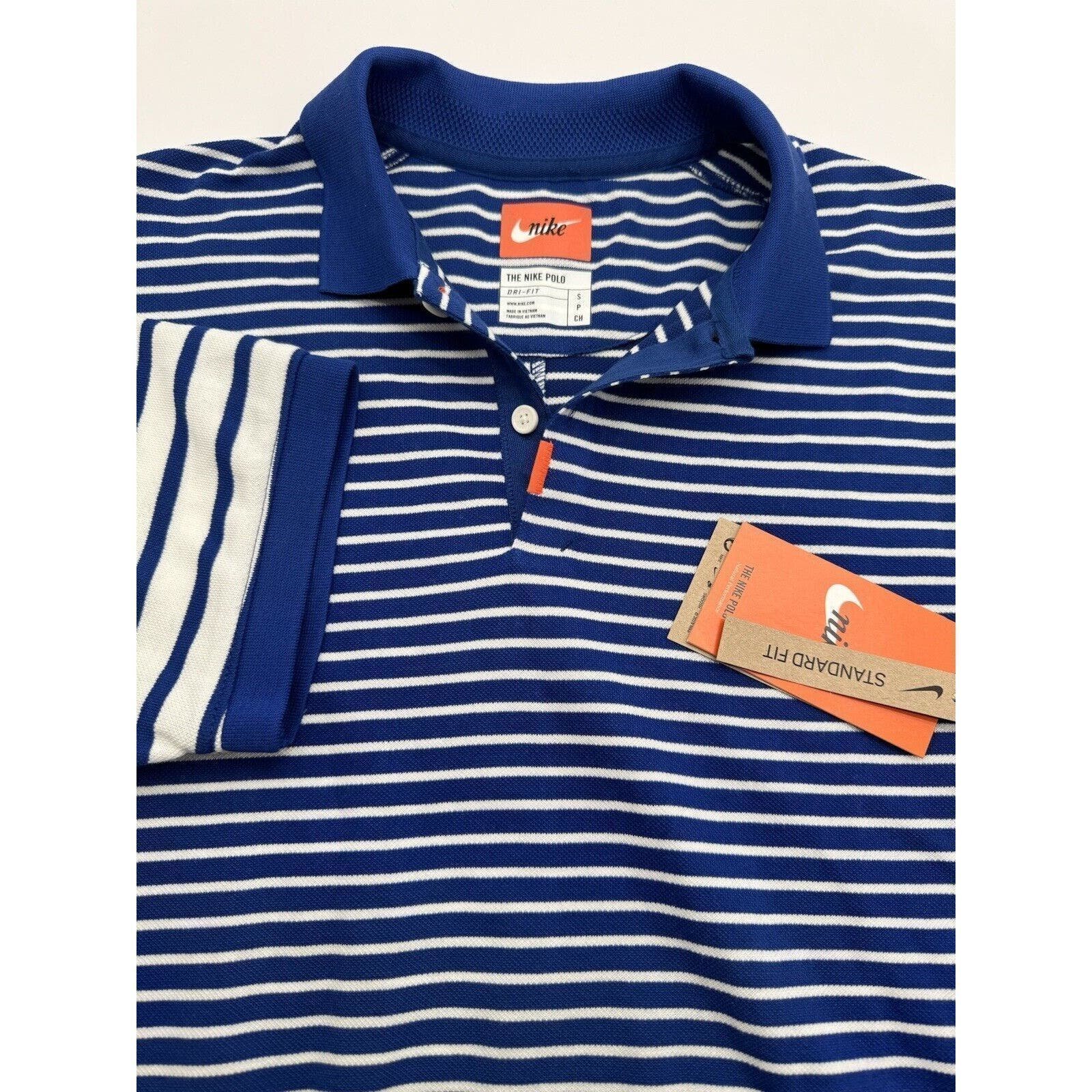 Nike Dri-Fit Blue Stripe Golf Polo Shirt AV4165-438 Small Standard Was 75 NWT