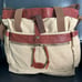 Vintage Military Territory Ahead Canvas w/ leather Tote MESSENGER BAG Zip Top