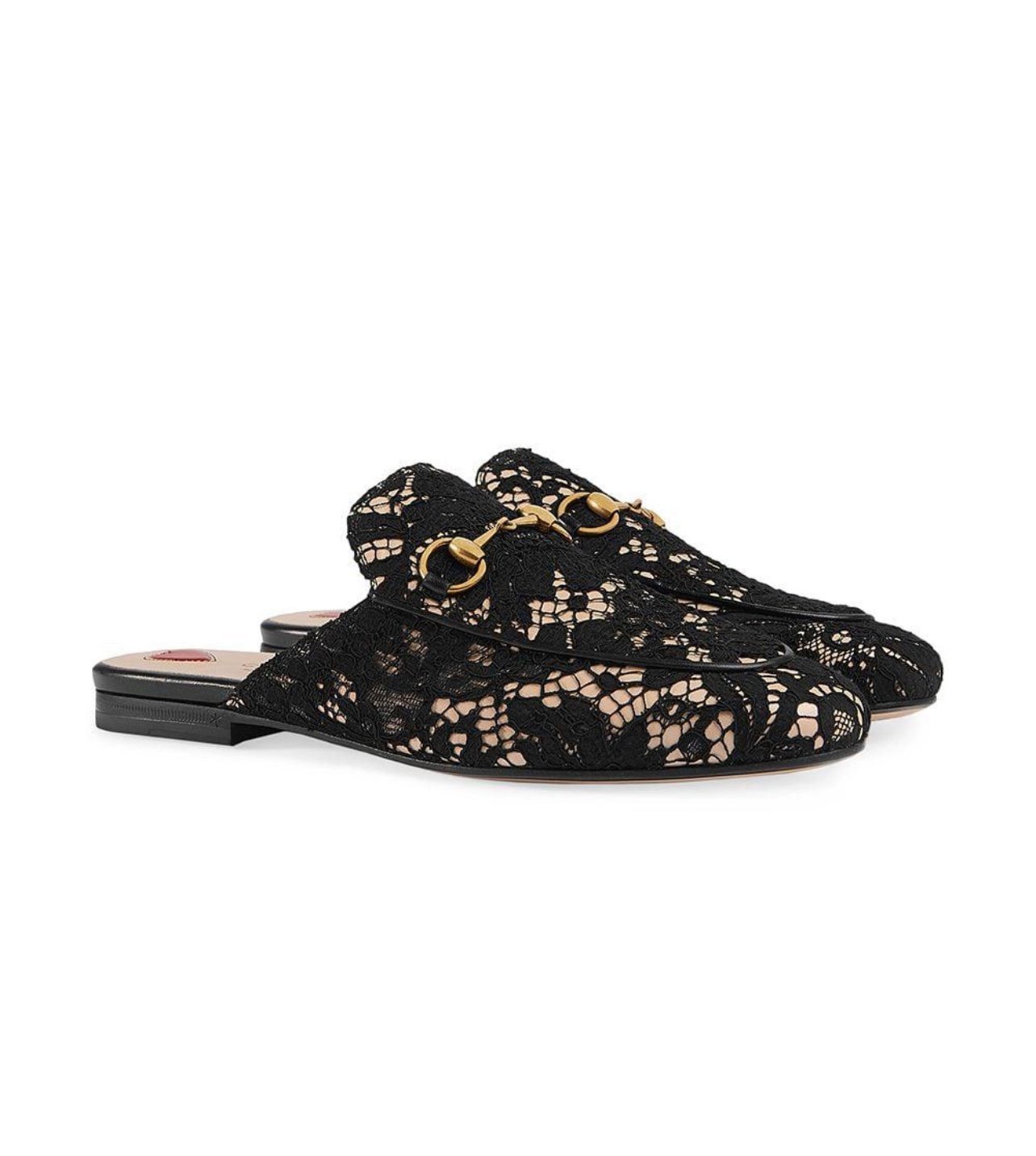 Gucci Princetown Lace Mules - Black, Women's Size 40