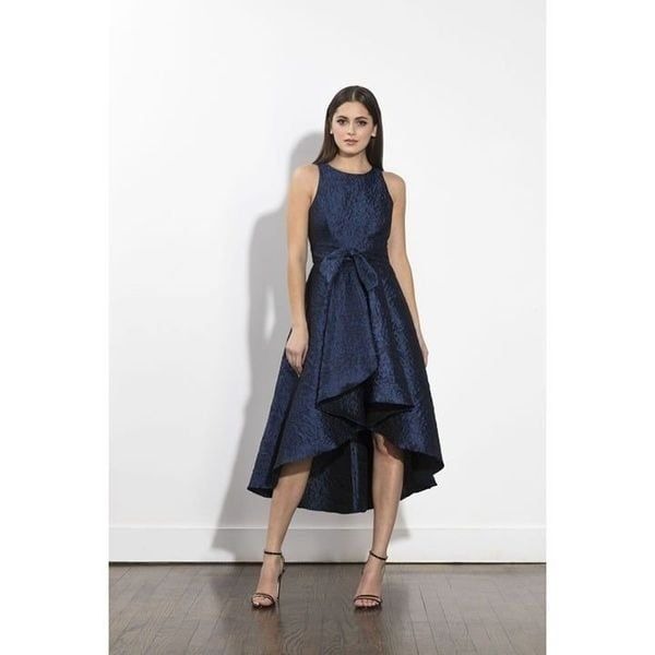 Shoshanna Preuss High Low Sleeveless Ruffle Dress Blue Womens Size 10