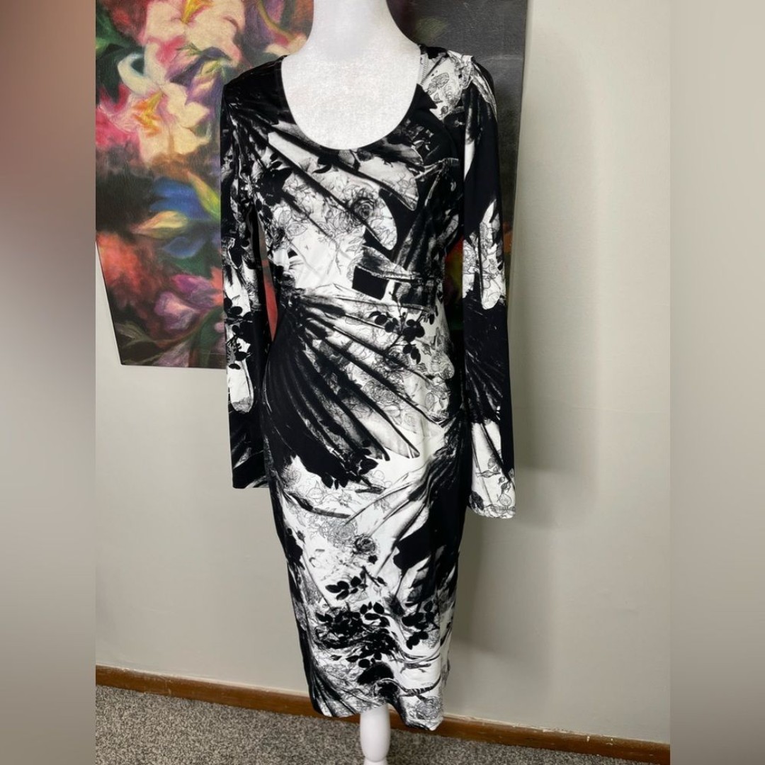 Preen By Thornton Bregazzi Black and White Floral Print Dress S Goth Designer