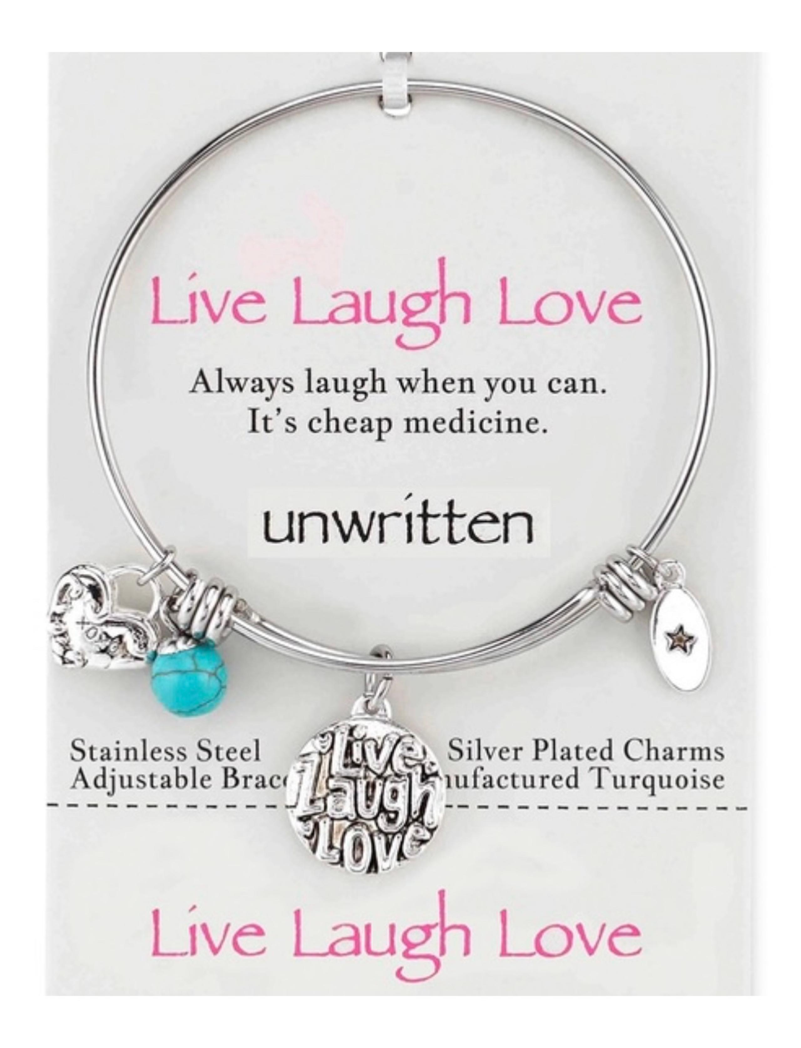 Unwritten “Live Laugh Love” Stainless Steel Adjustable Bracelet