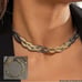 Braided Twisted Gold Plated Herringbone Snake Necklace Matching Bracelet Set