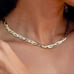 Braided Twisted Gold Plated Herringbone Snake Necklace Matching Bracelet Set