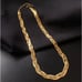 Braided Twisted Gold Plated Herringbone Snake Necklace Matching Bracelet Set
