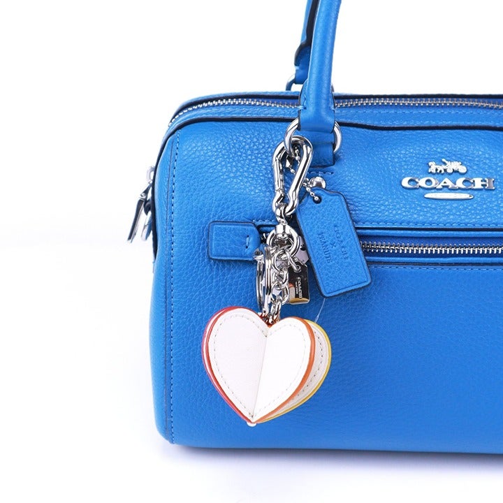 NEW Coach 3D Heart Keychain Key Fob Bag Charm Rainbow Color Trim RARE