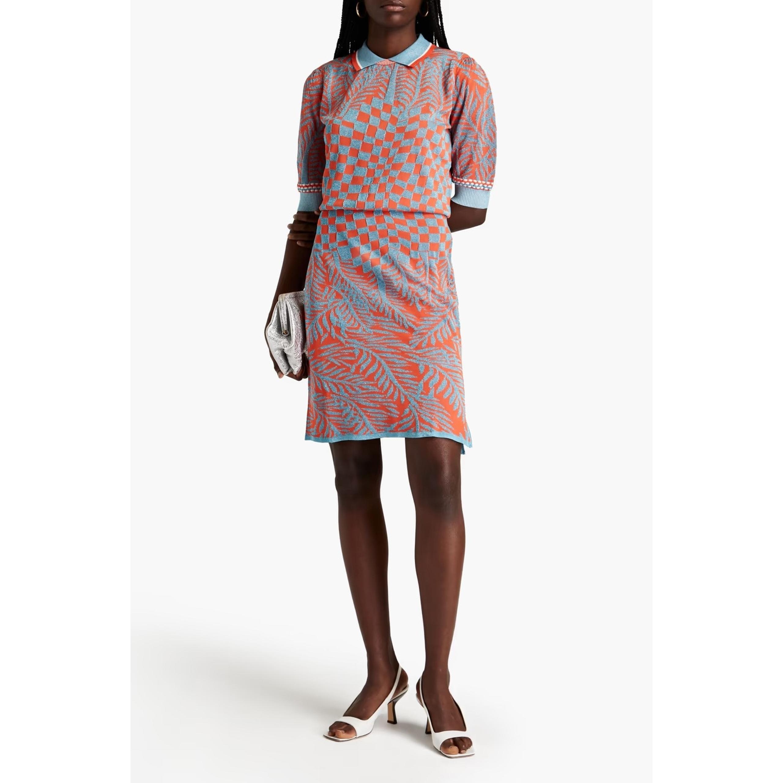 Diane Von Furstenberg Cruz Skirt Metallic Jacquard Tile Summer Party Garden Sz M