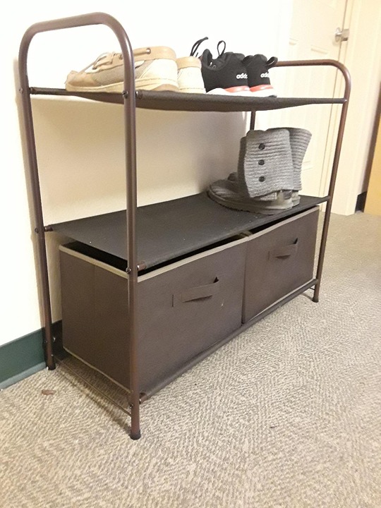 3-Tier Closet Storage with 2 Drawers, Brown