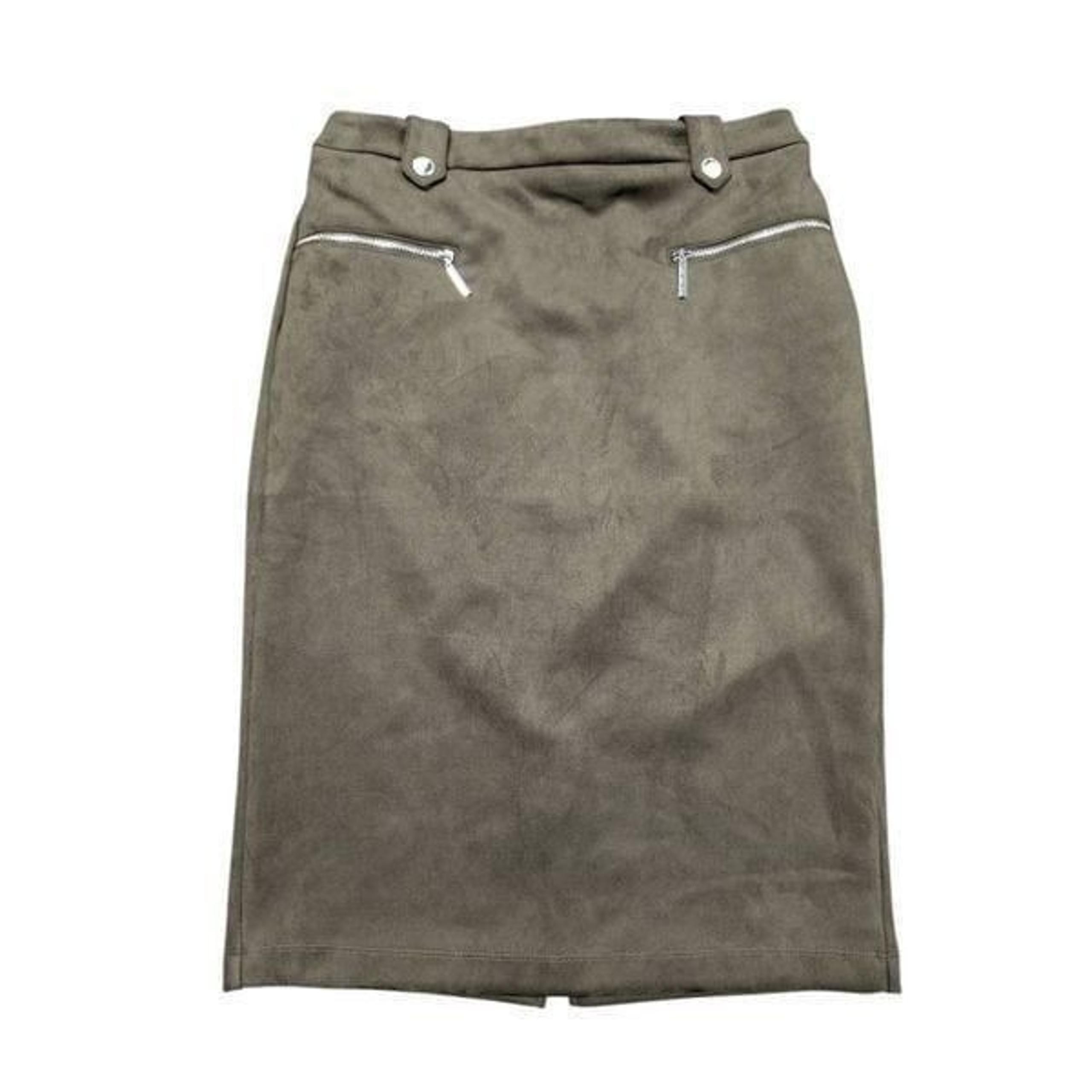 ANDREW MARC NEW YORK Green Midi Faux Suede Dark Olive Full Control Waistband Ski