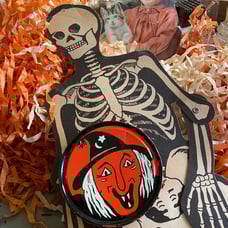 Beat And Banged Vintage Kirchhof Halloween Litho Tin Witch Noise Maker